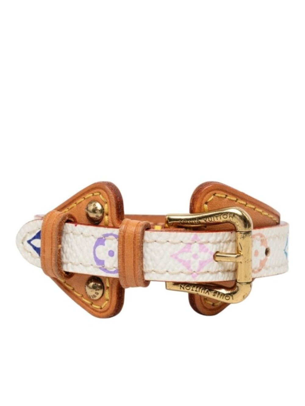 Louis Vuitton Monogram Bracelet Theda PM White Multicolor Leather